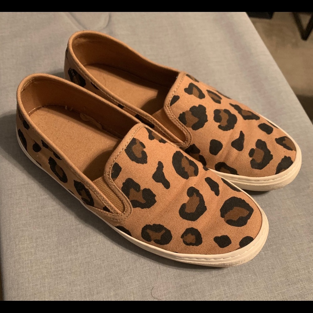 Old Navy leopard print canvas slip-on sneakers...